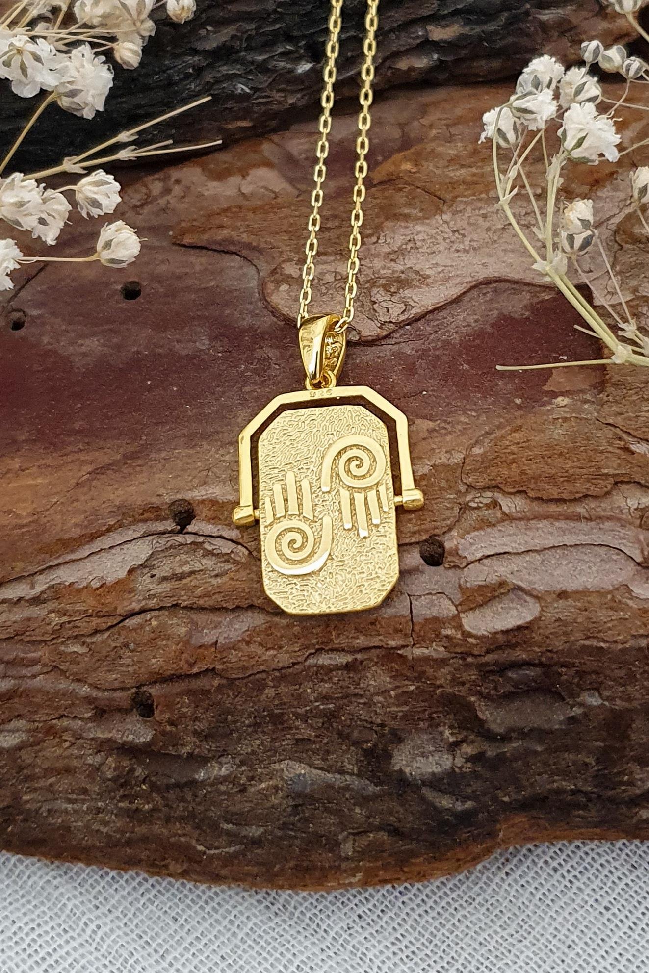 Chokurei Kolye Gümüş Üzeri Altın Kaplama El Yapımı Akış ve Yeniden Doğum Sembolü