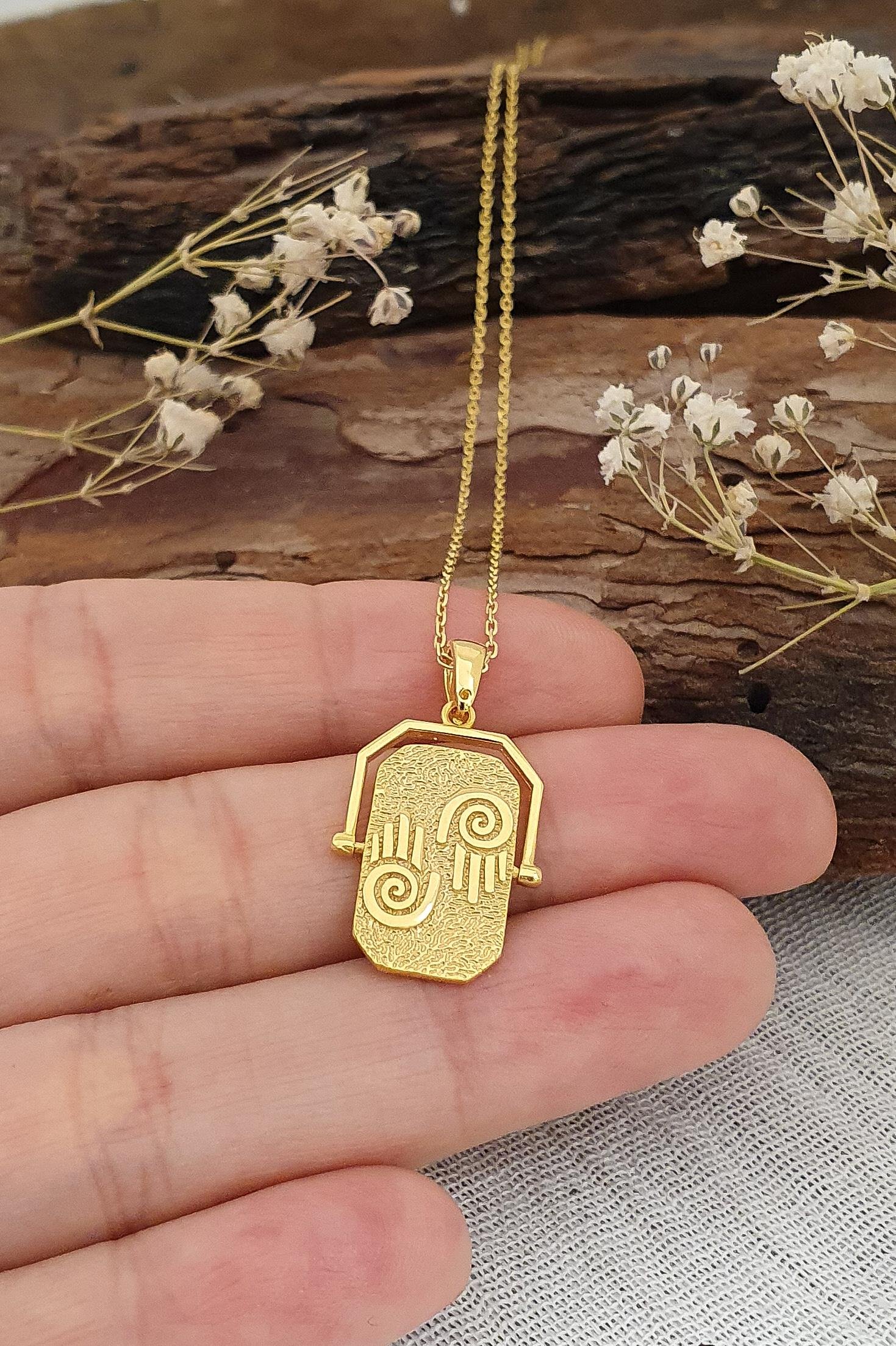 Chokurei Kolye Gümüş Üzeri Altın Kaplama El Yapımı Akış ve Yeniden Doğum Sembolü