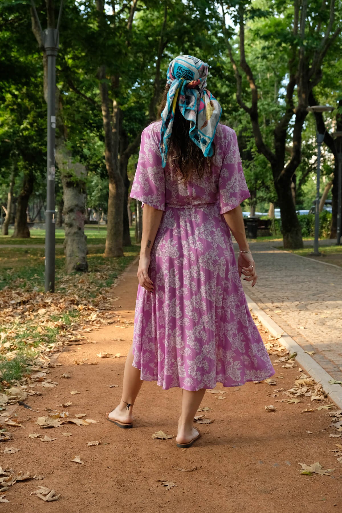 Çiçekli Kruvaze Elbise Pembe ÇKE002