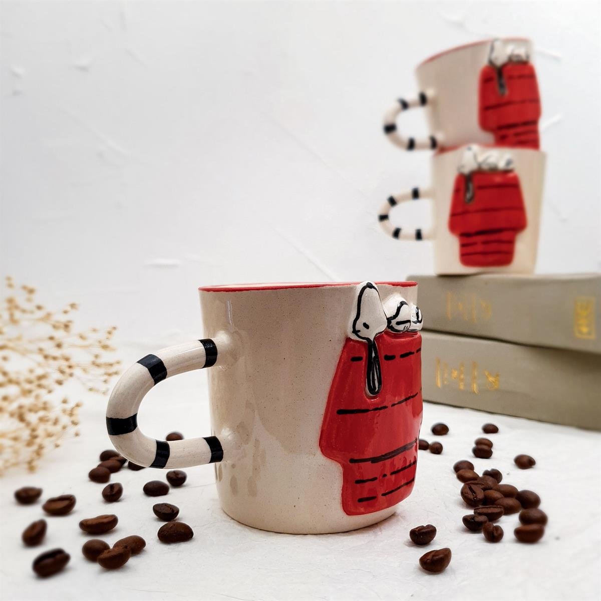 Damdaki Snoopy Fincan - Seramik - El Yapımı