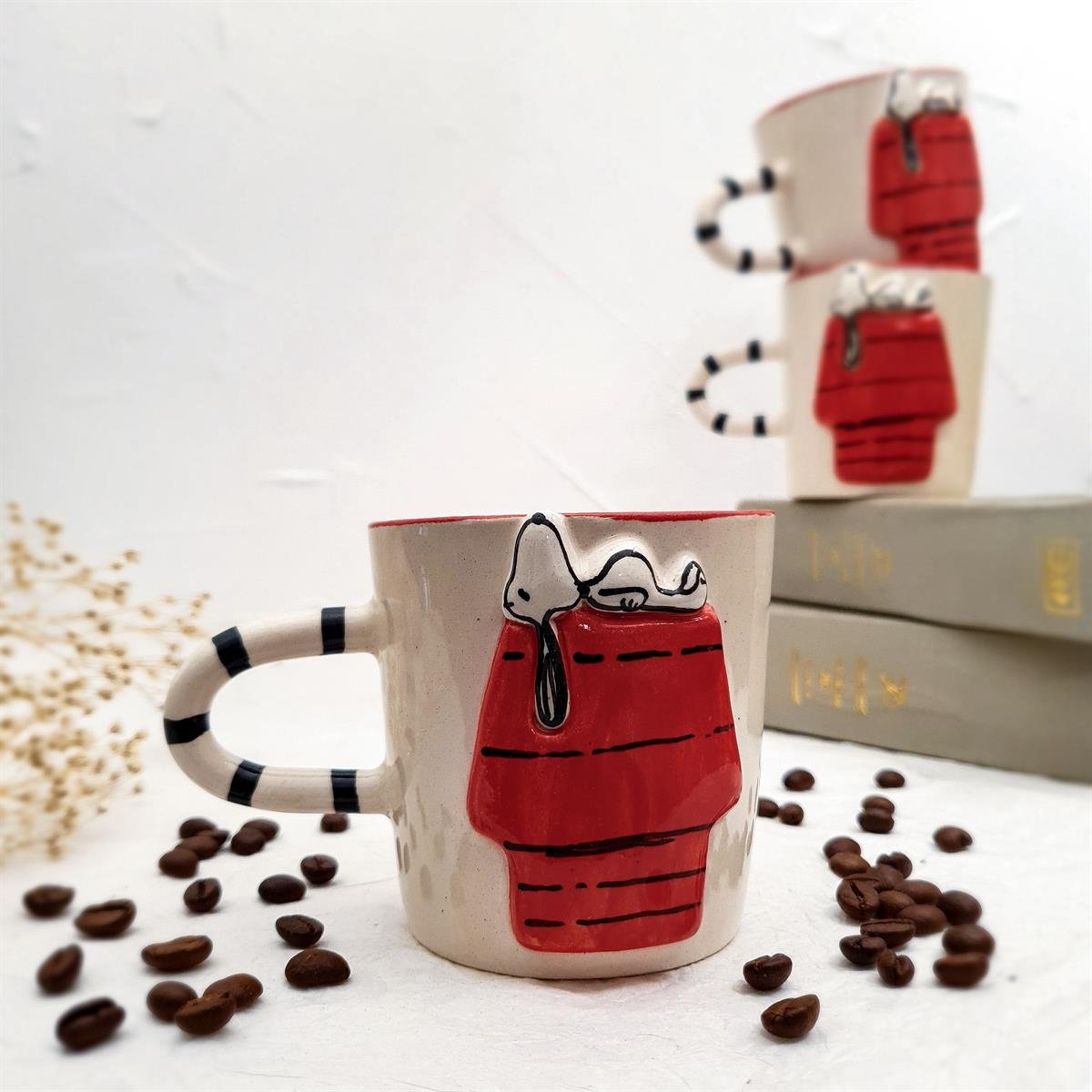 Damdaki Snoopy Fincan - Seramik - El Yapımı