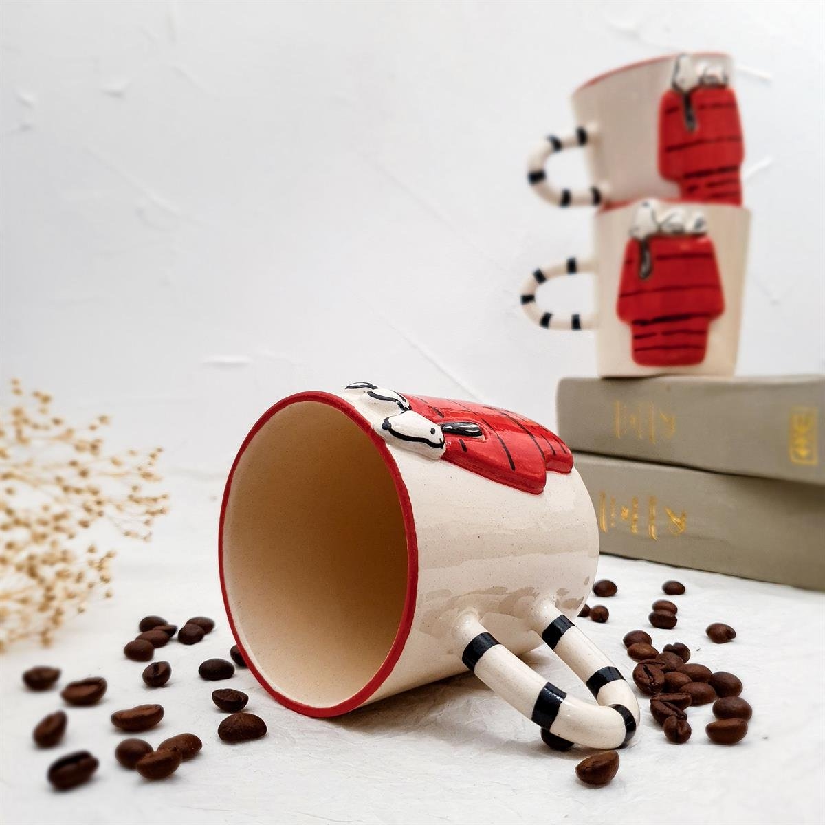 Damdaki Snoopy Fincan - Seramik - El Yapımı
