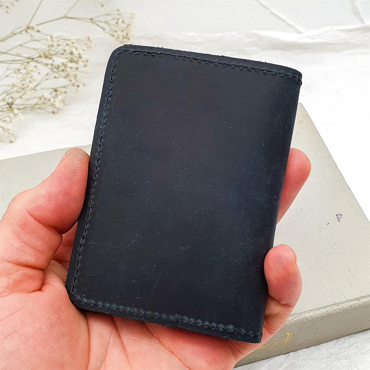 Deri Cüzdan - El Yapımı - Siyah