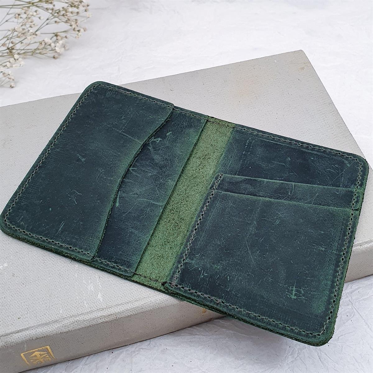 Deri Cüzdan - El Yapımı - Yeşil