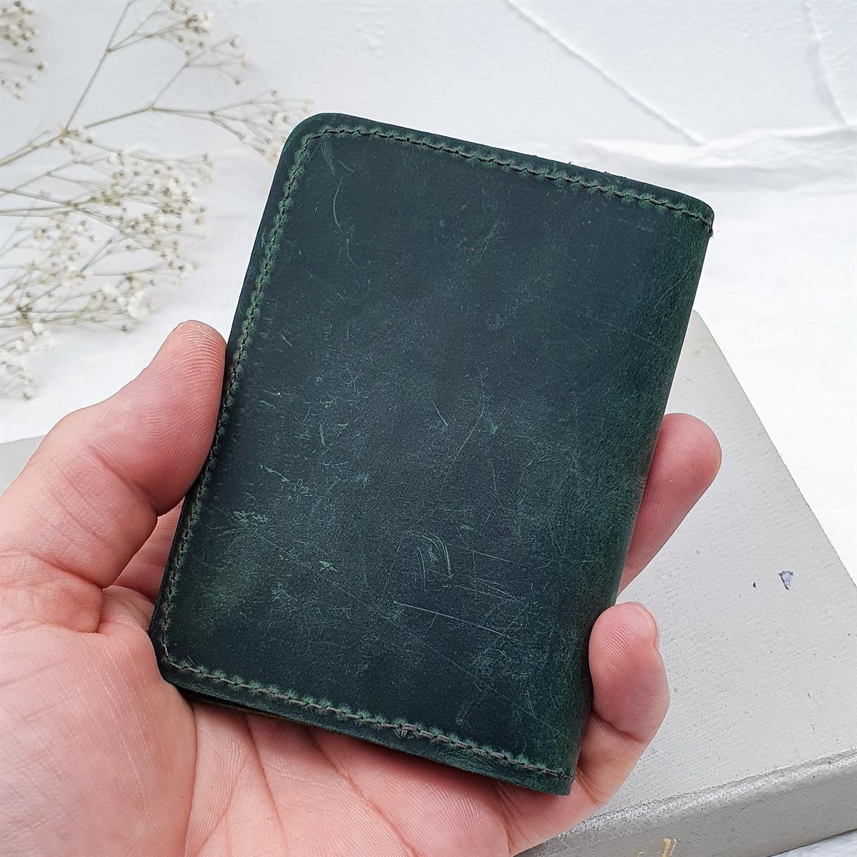 Deri Cüzdan - El Yapımı - Yeşil