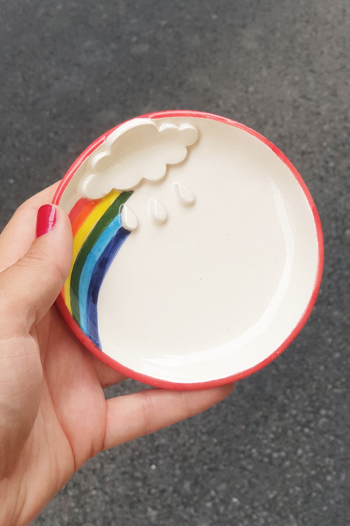 Gök Kuşağı Tabak - Seramik - El Yapımı