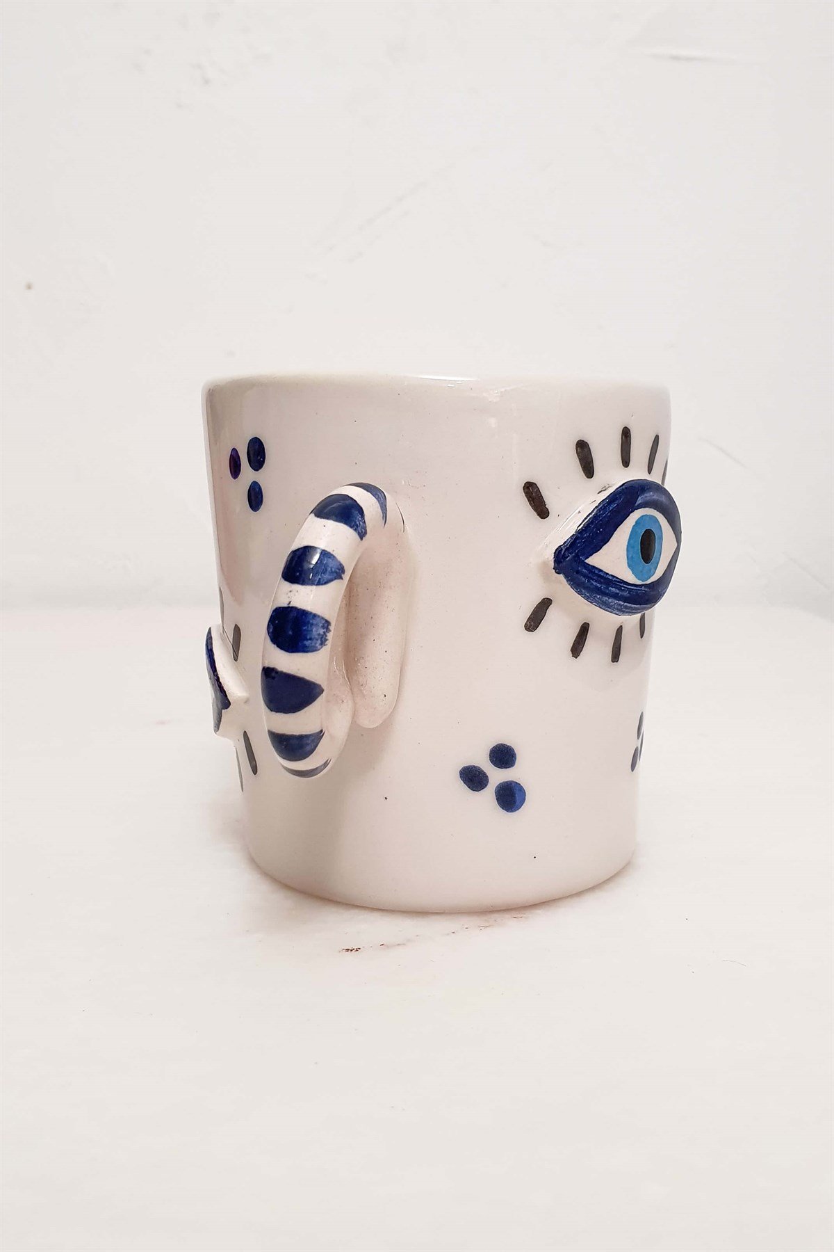 Göz Figürlü Nazar Kahve Fincanı - El Yapımı Seramik
