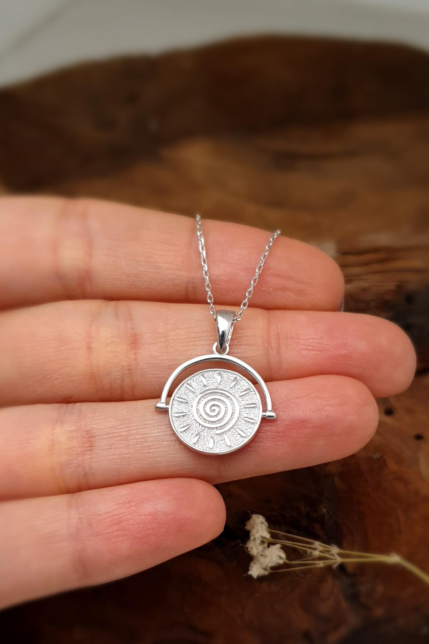 Güneş Kolye Gümüş El Yapımı