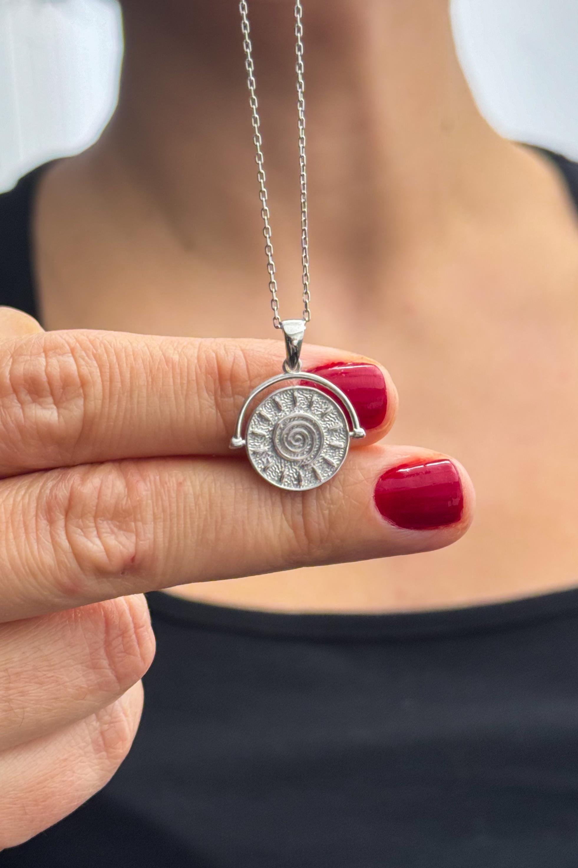 Güneş Kolye Gümüş El Yapımı