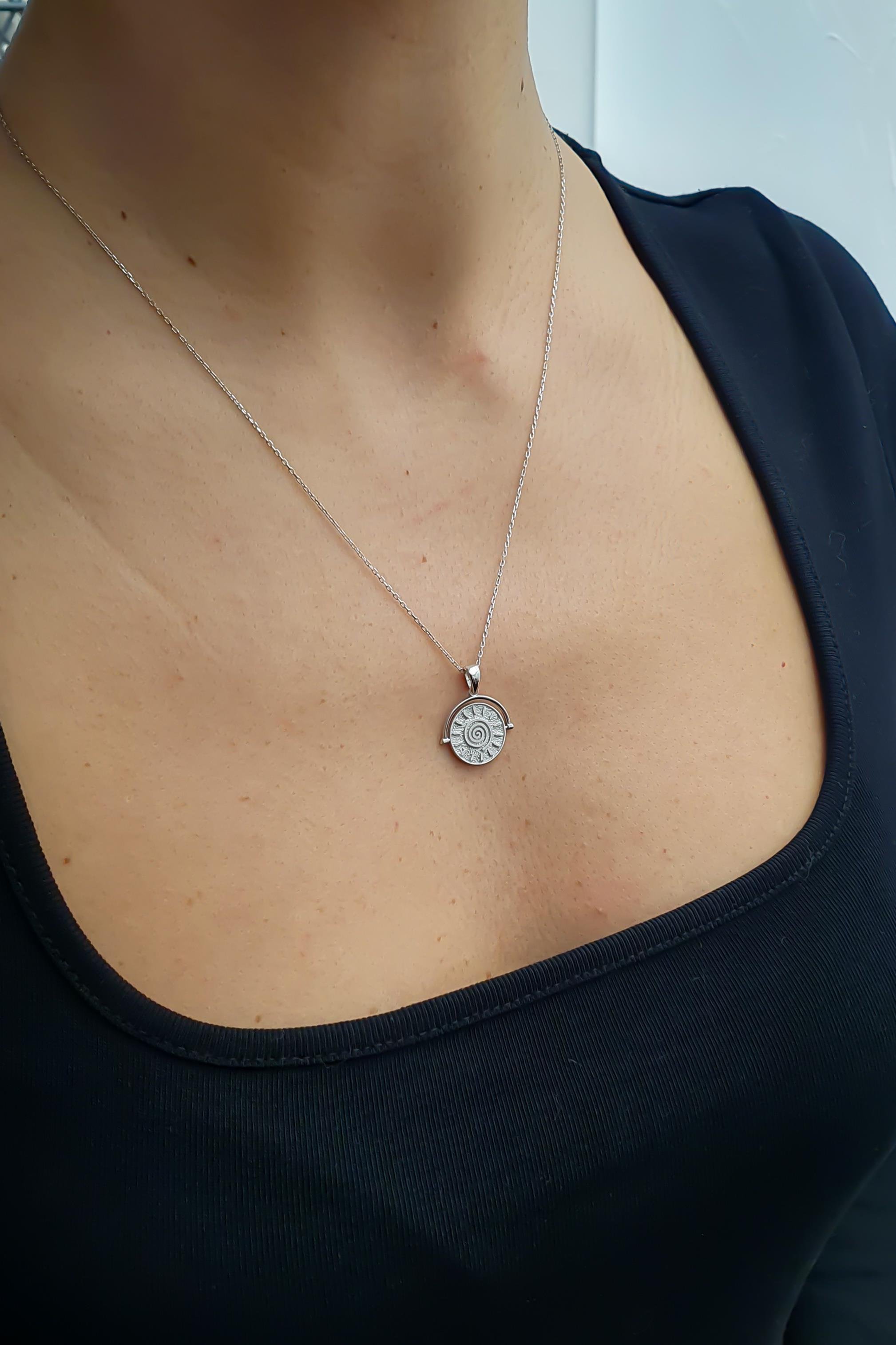 Güneş Kolye Gümüş El Yapımı