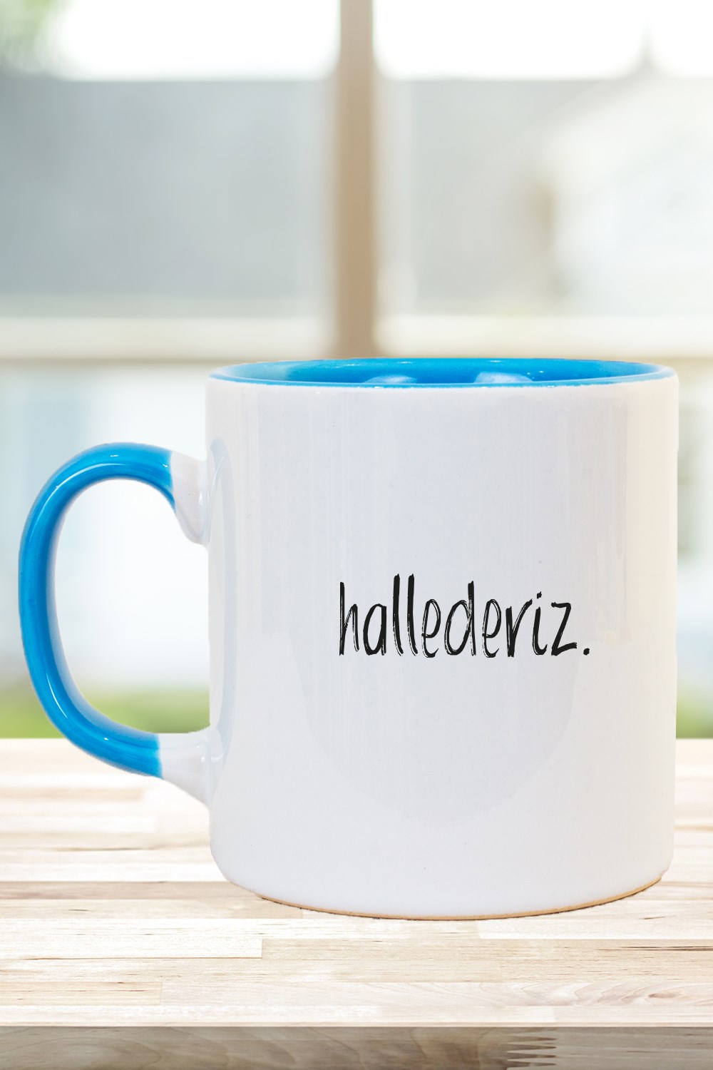 HALLEDERİZ SLOGANLI KUPA MAVİ