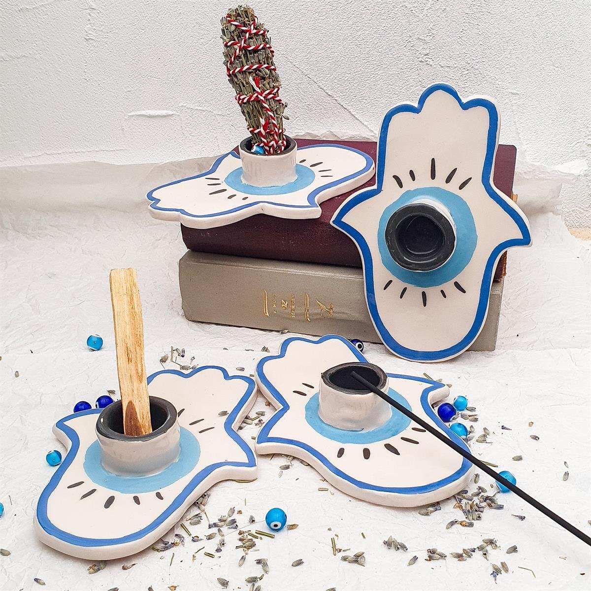 Hamsa Palo Santo Tabağı - Palo Santoluk - El Yapımı Seramik