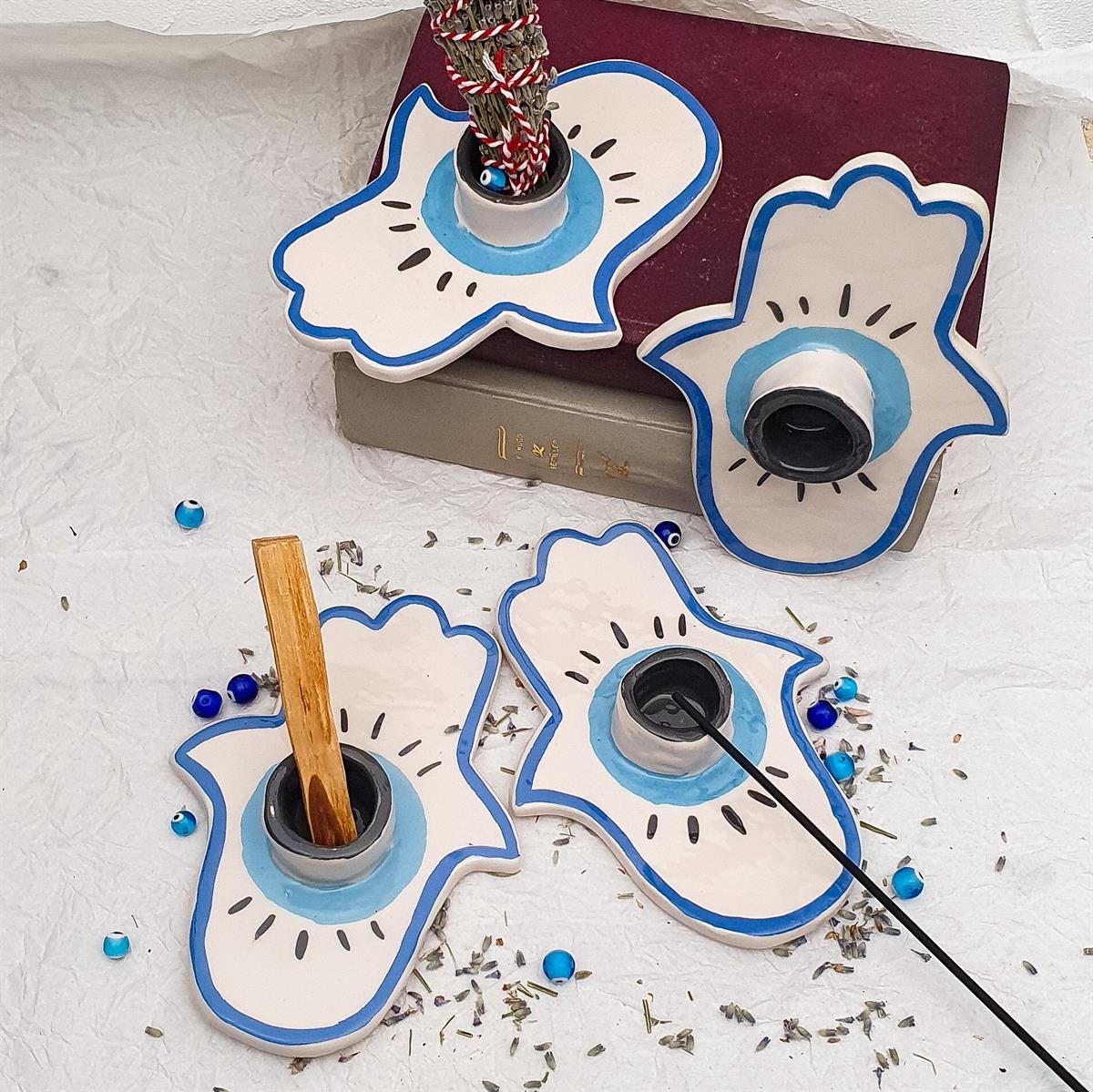 Hamsa Palo Santo Tabağı - Palo Santoluk - El Yapımı Seramik