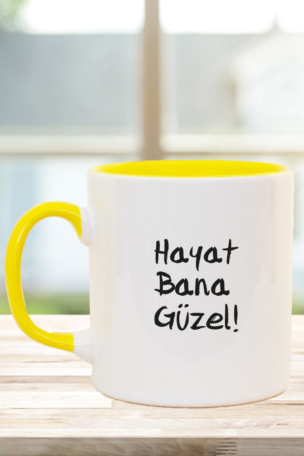 HAYAT BANA GÜZEL SLOGANLI KUPA SARI