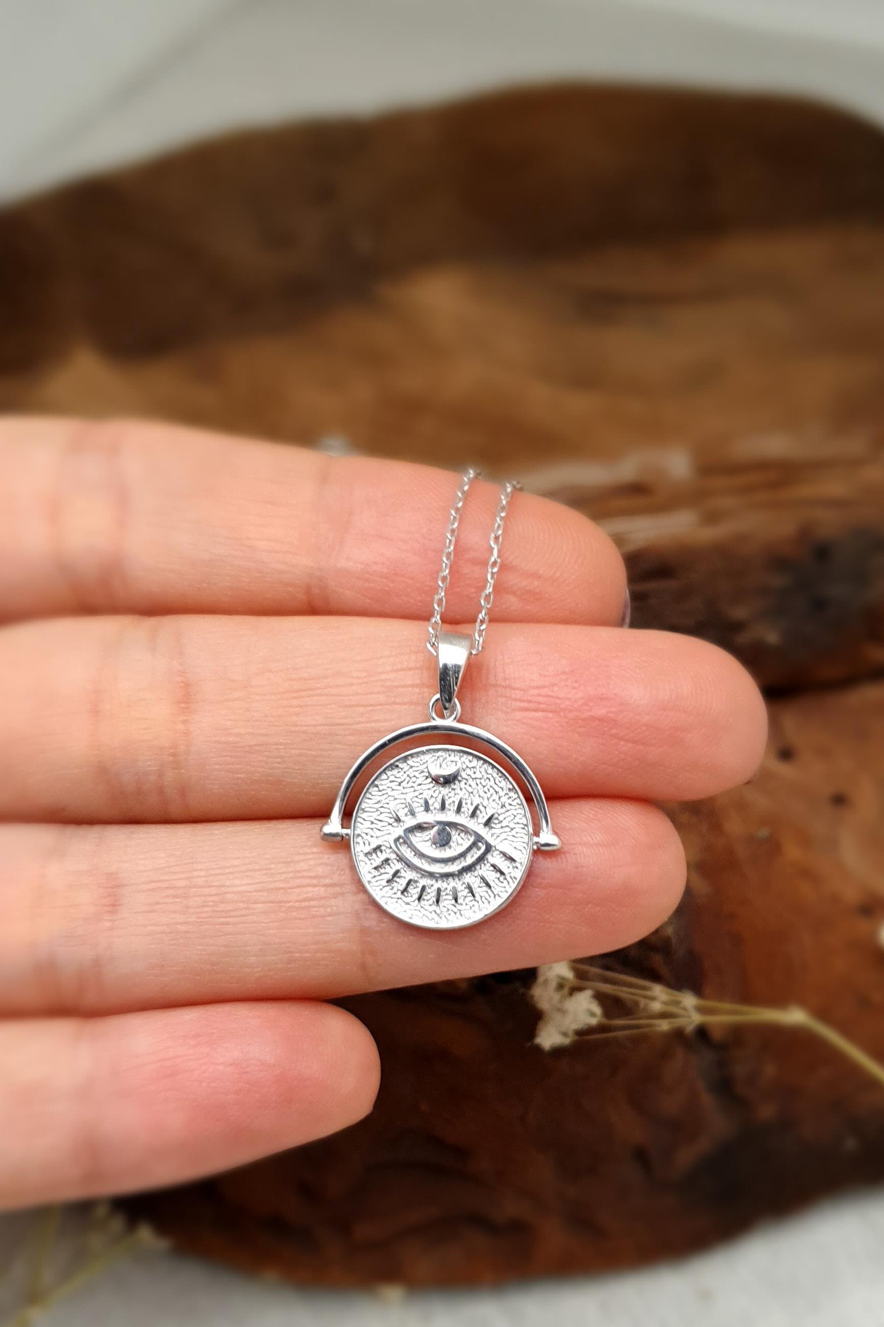 Her Şeyi Gören Göz Kolye Gümüş El Yapımı