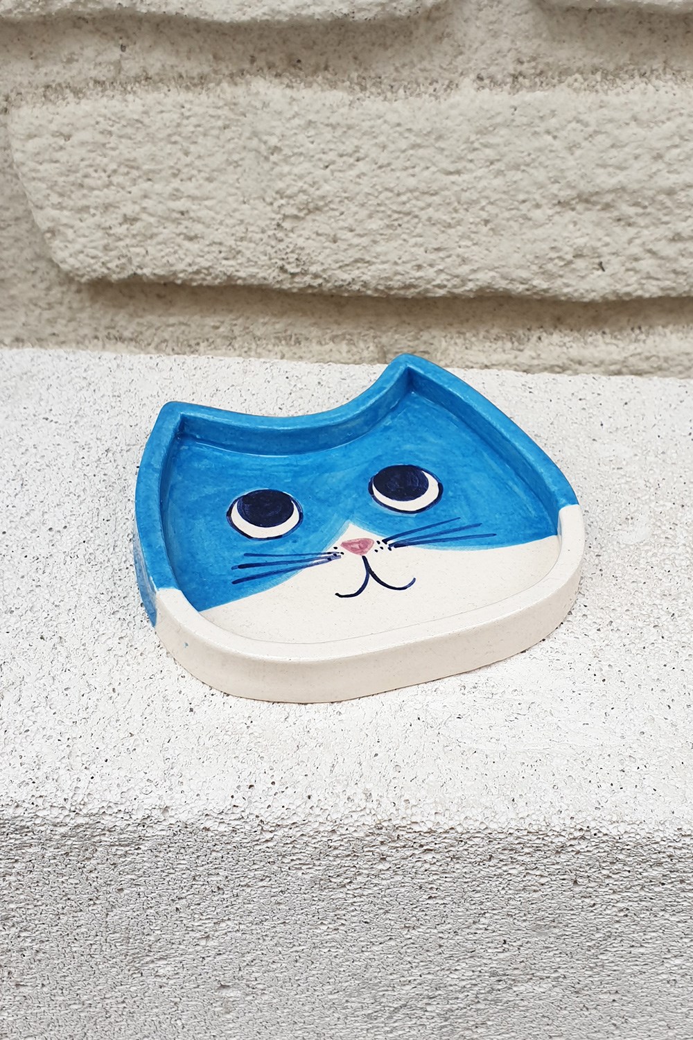 KEDİ KAFASI TABAK - MAVİ
