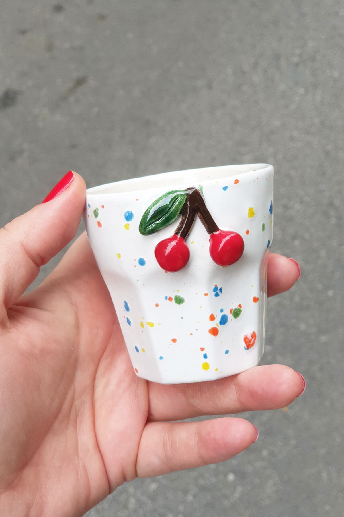 Kiraz Mini Fincan - Seramik - El Yapımı