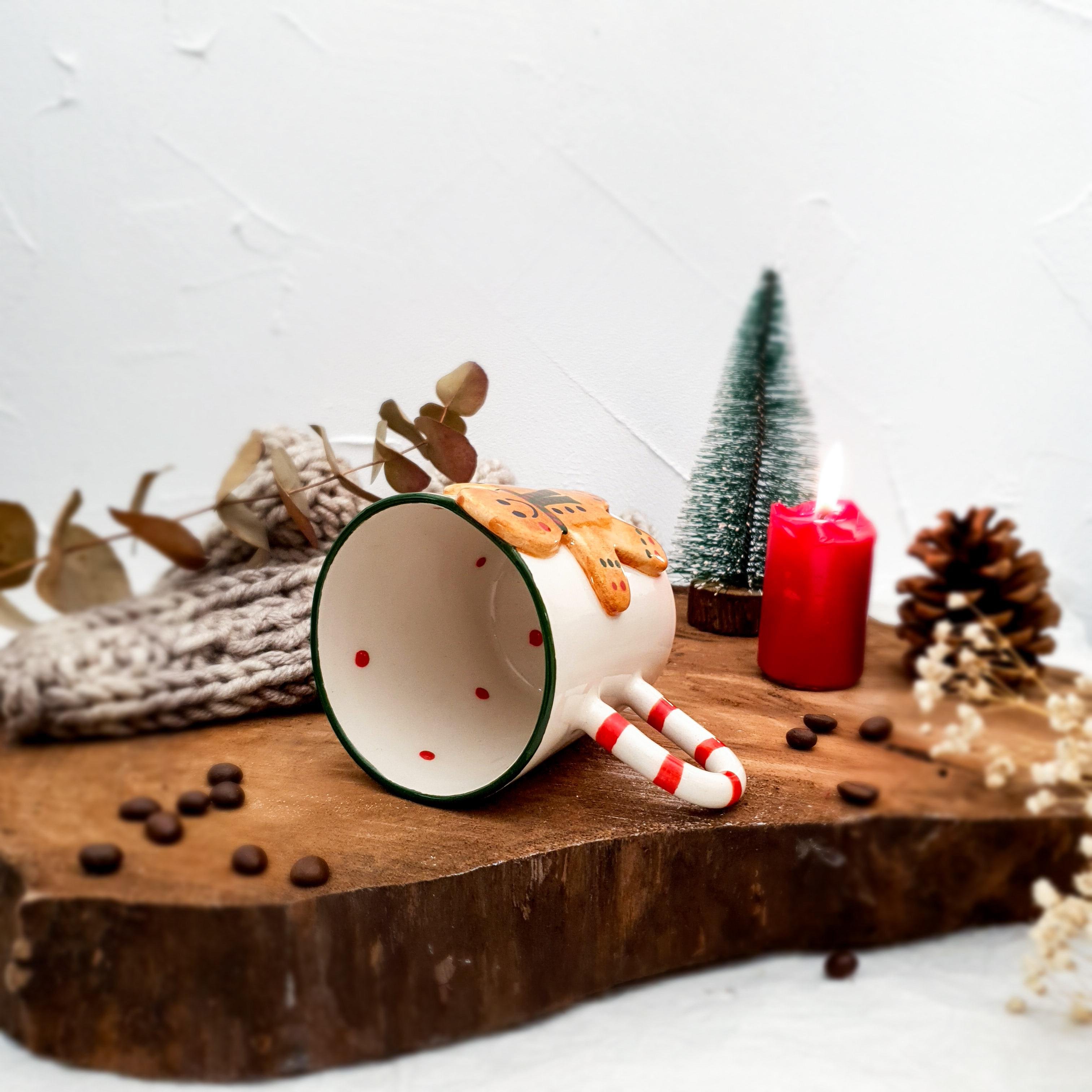 Kurabiye Adam Fincan - Gingerbread Figürlü - Seramik - El Yapımı