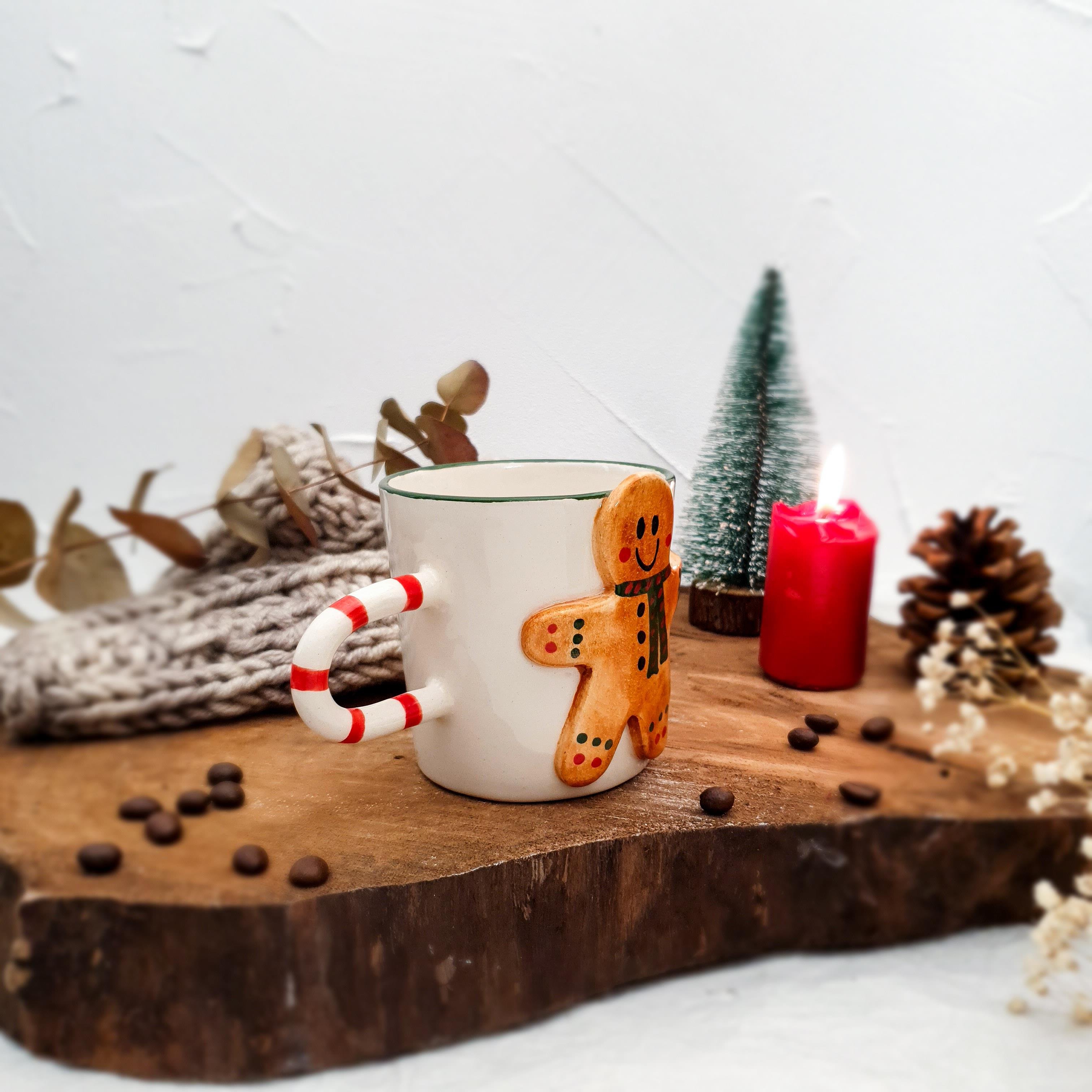 Kurabiye Adam Fincan - Gingerbread Figürlü - Seramik - El Yapımı