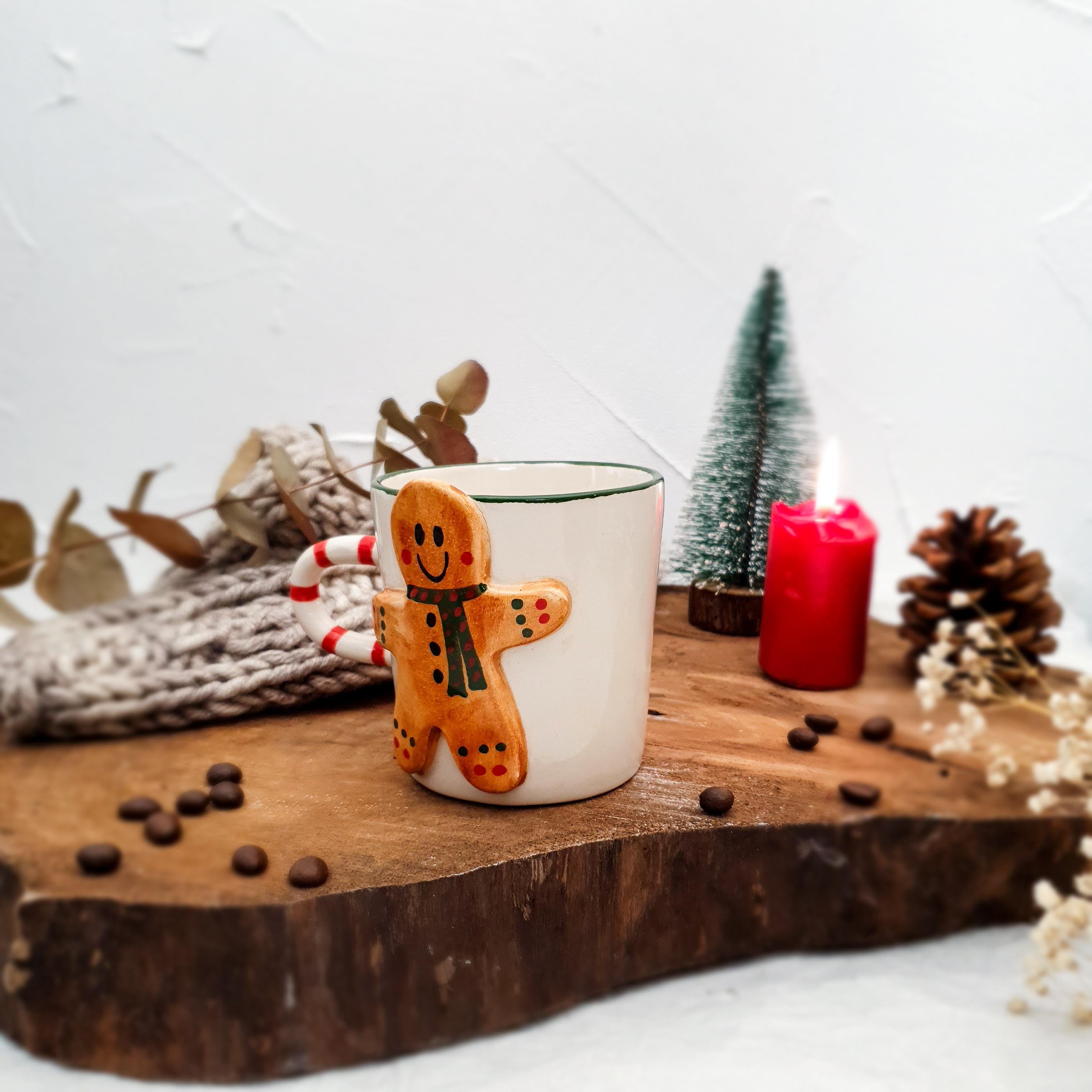 Kurabiye Adam Fincan - Gingerbread Figürlü - Seramik - El Yapımı