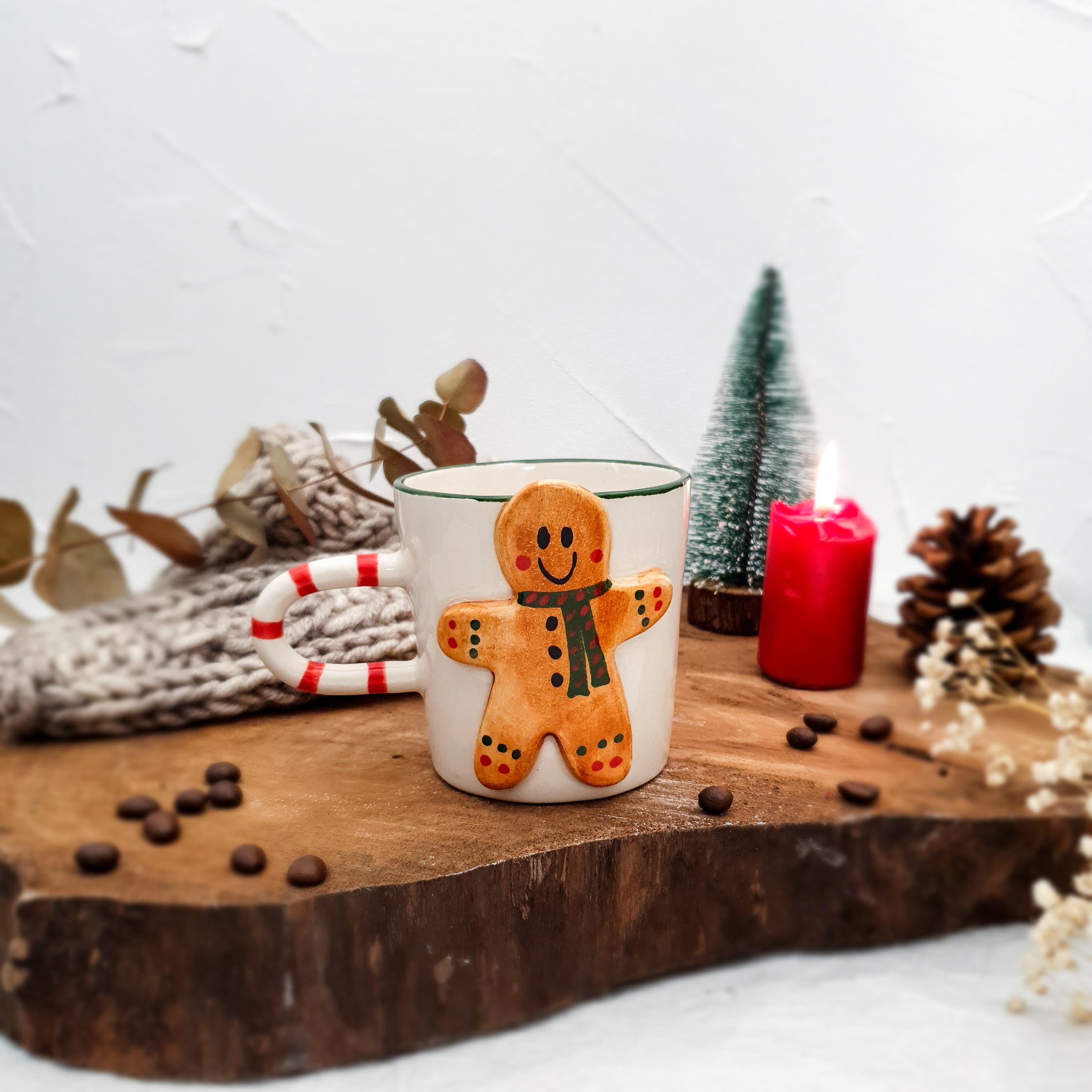 Kurabiye Adam Fincan - Gingerbread Figürlü - Seramik - El Yapımı