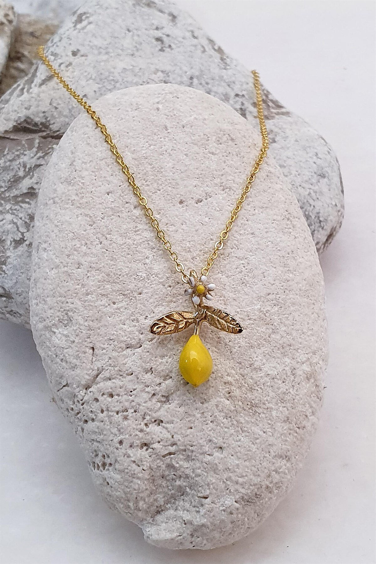 Limon Kolye - El Yapımı - Bronz Üzeri 22K Altın Kaplama