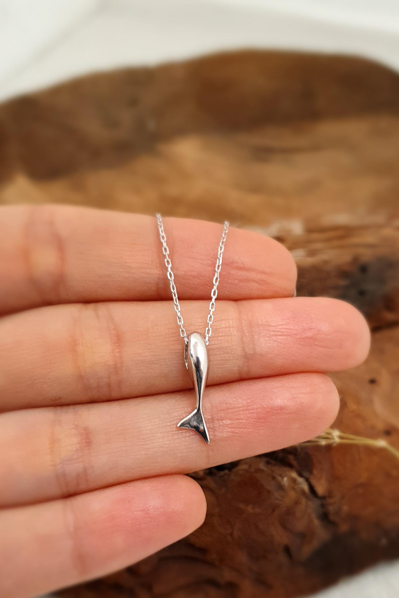 Minimal Balina Kolye Gümüş El Yapımı