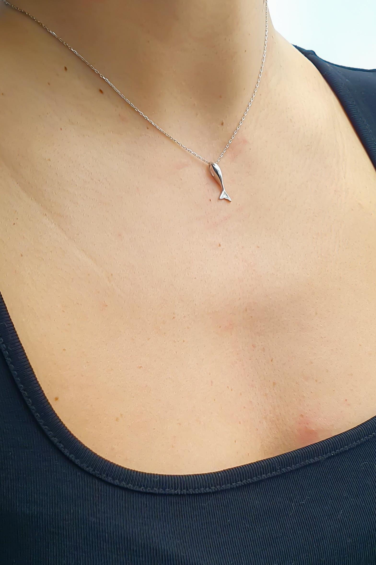 Minimal Balina Kolye Gümüş El Yapımı