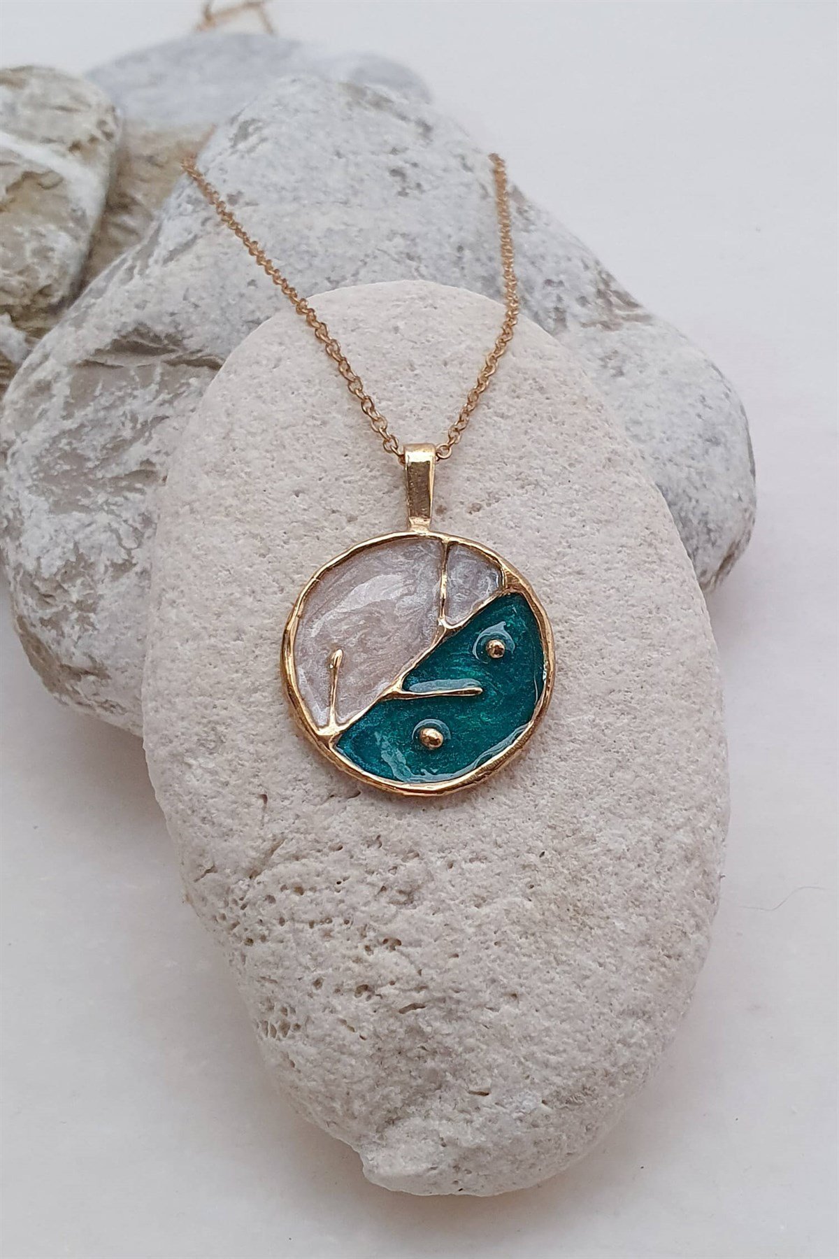 Nefes Kolye - El Yapımı - Bronz Üzeri 22K Altın Kaplama