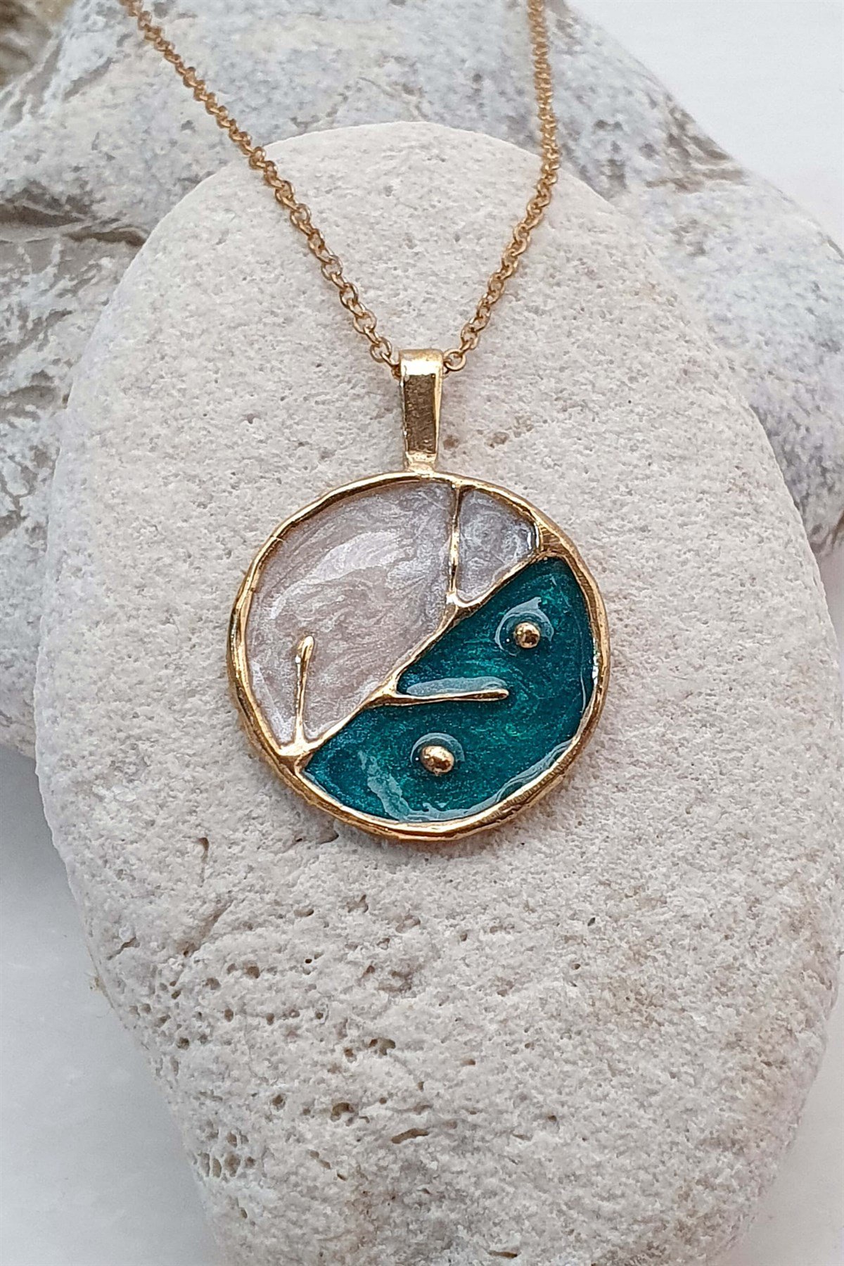 Nefes Kolye - El Yapımı - Bronz Üzeri 22K Altın Kaplama