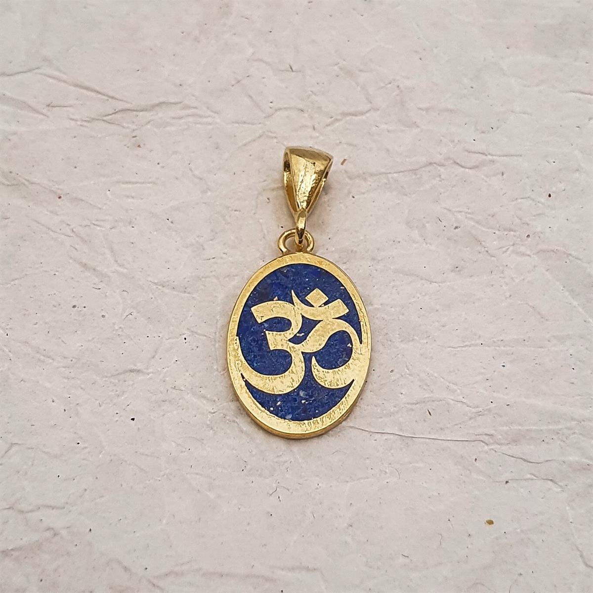 Om Kolye - Lapis Taşı - 925 Ayar Gümüş Üzeri Altın Kaplama