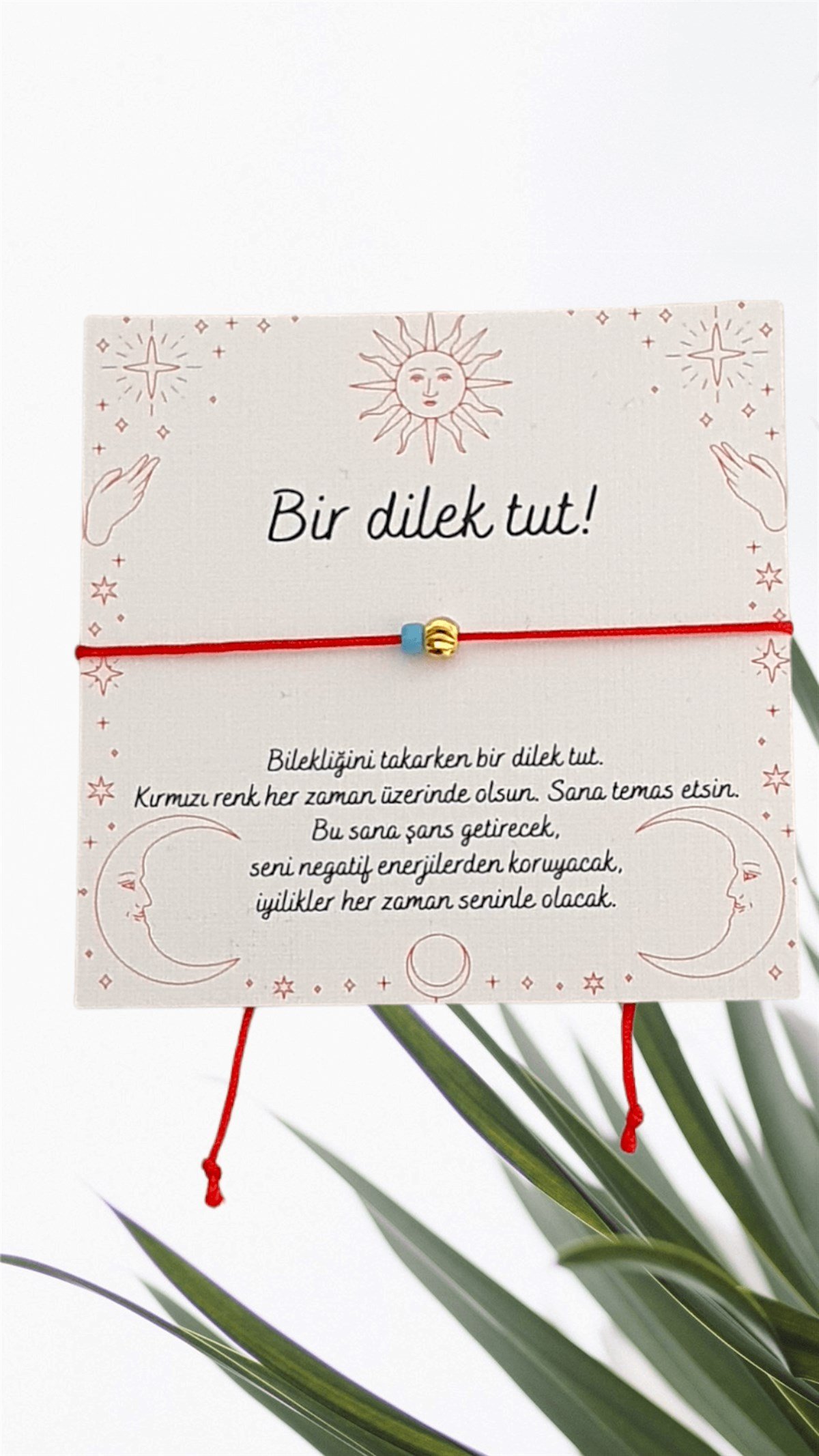 Şans Bilekliği - Kırmızı İp Bileklik - Dilek Bilekliği - Minik Boncuklu