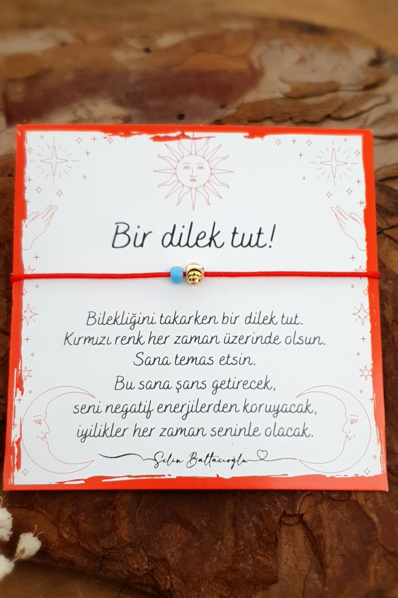 Şans Bilekliği - Kırmızı İp Bileklik - Dilek Bilekliği - Minik Boncuklu