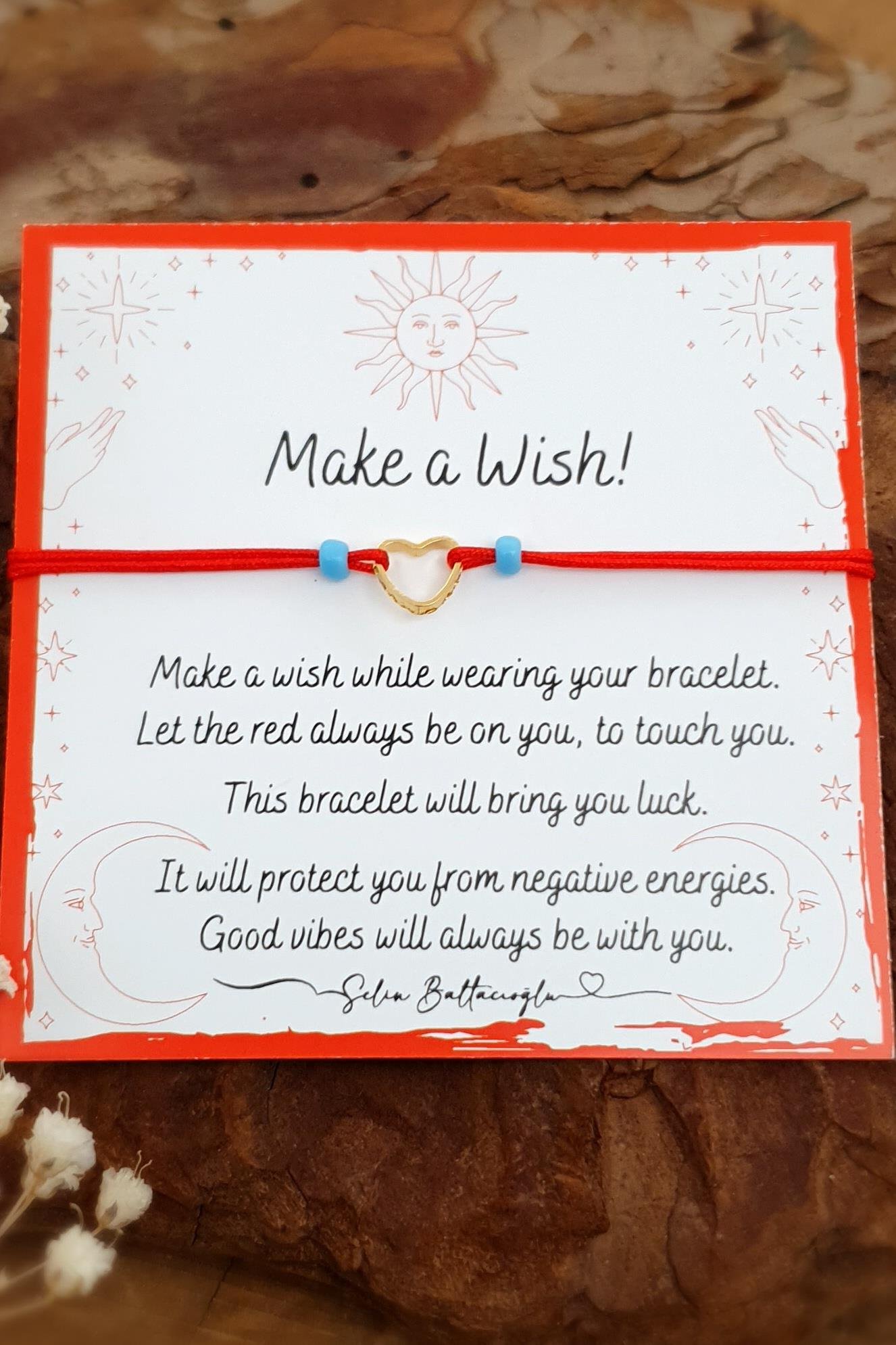 Şans Bilekliği - Kırmızı İp Bileklik - Dilek Bilekliği - Minik Boncuklu