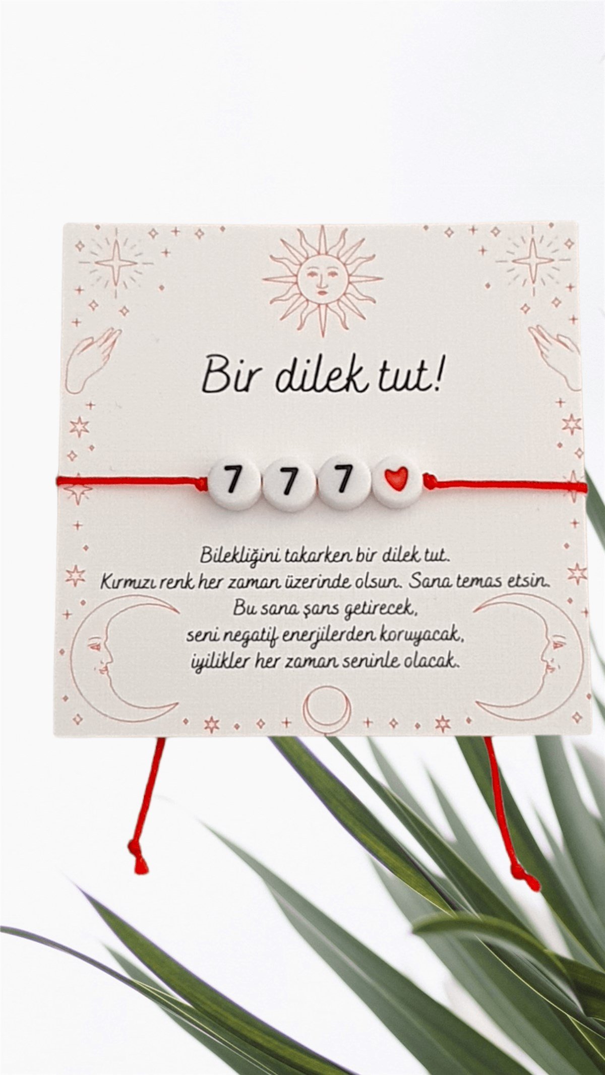 Şans Bilekliği - Kırmızı İp Bileklik - Dilek Bilekliği - 777 Mucizelerin Sayısı