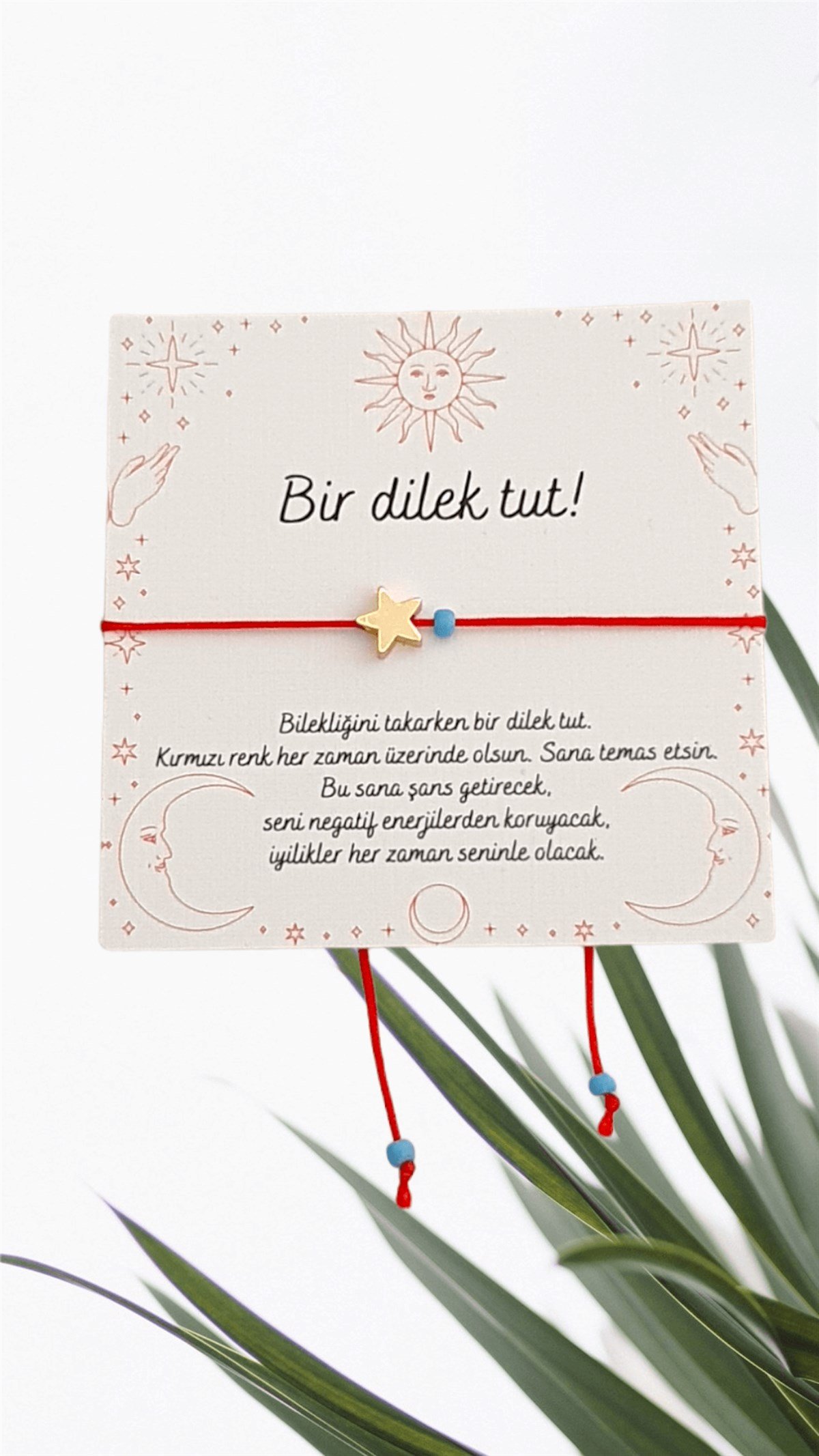 Şans Bilekliği - Kırmızı İp Bileklik - Dilek Bilekliği - Yıldız Figürlü