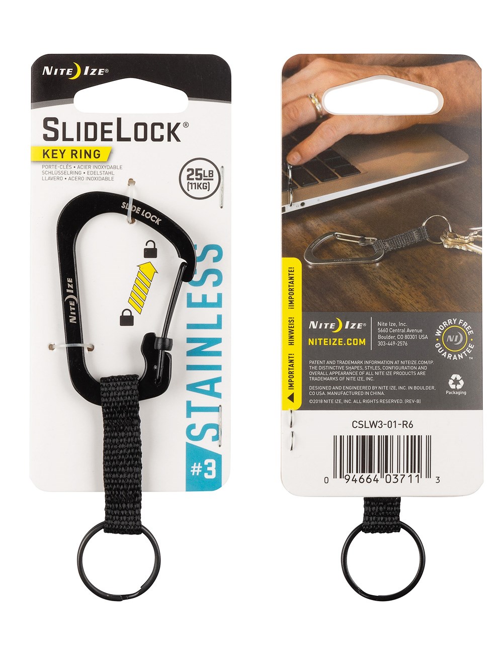 SLIDELOCK KEY RING CARABINER SİYAH - NITE IZE