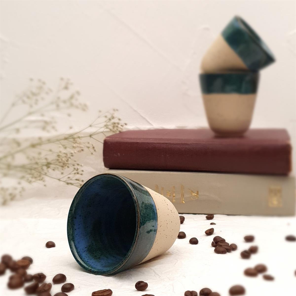 Stoneware Espresso Bardağı - El Yapımı Stoneware Seramik - Lacivert