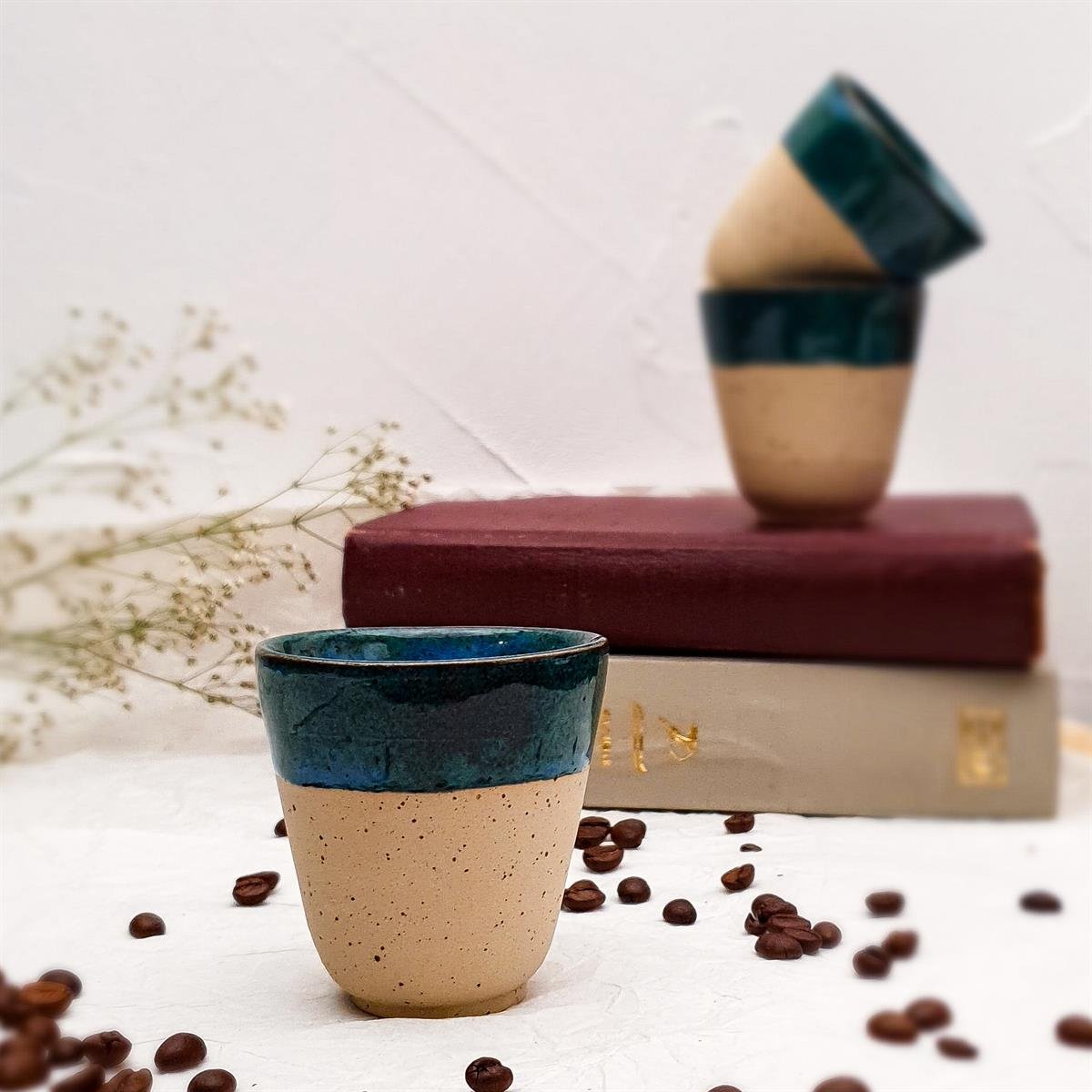Stoneware Espresso Bardağı - El Yapımı Stoneware Seramik - Lacivert