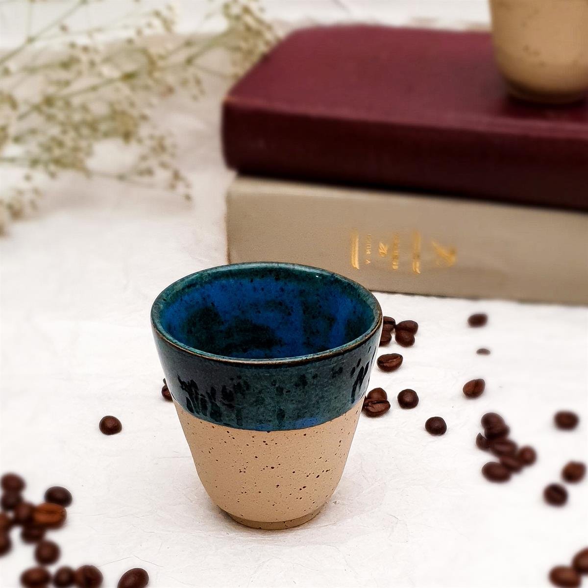 Stoneware Espresso Bardağı - El Yapımı Stoneware Seramik - Lacivert