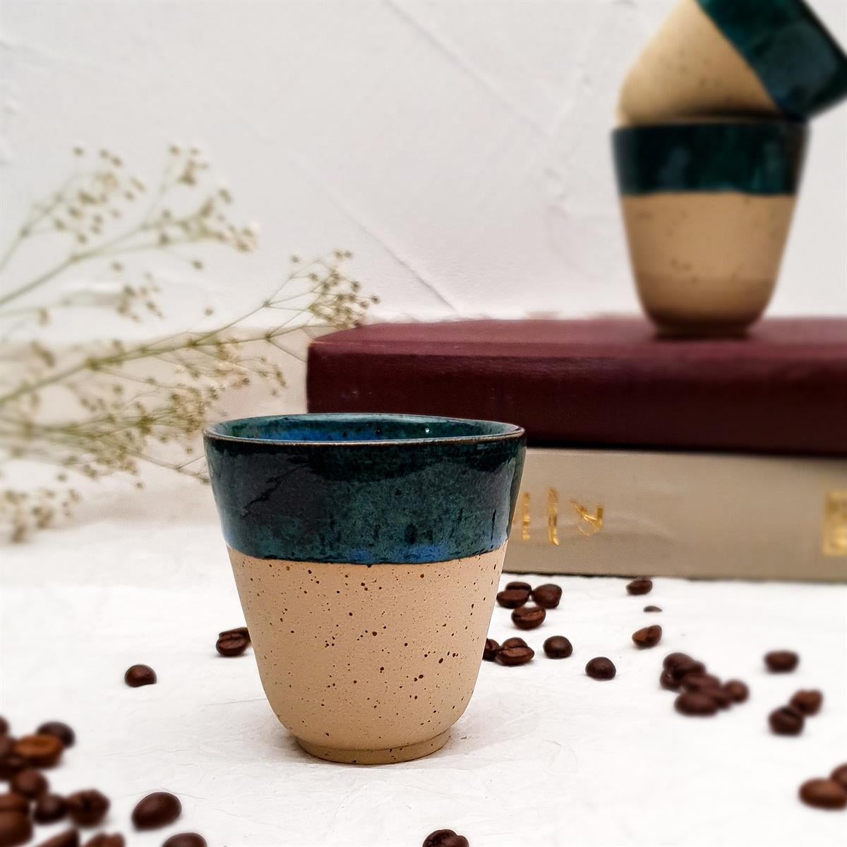 Stoneware Espresso Bardağı - El Yapımı Stoneware Seramik - Lacivert