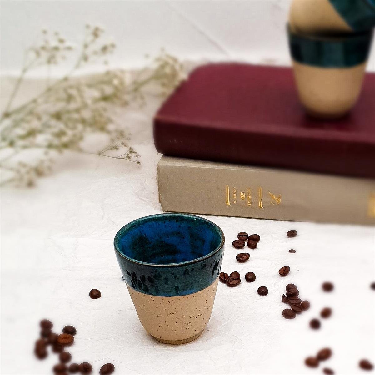 Stoneware Espresso Bardağı - El Yapımı Stoneware Seramik - Lacivert