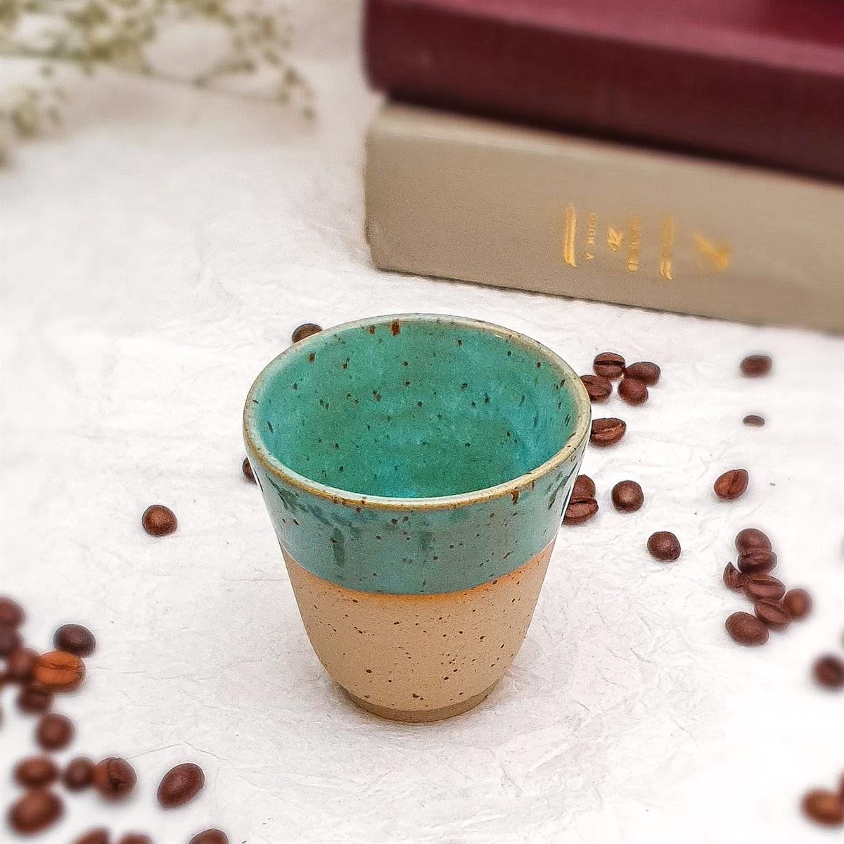 Stoneware Espresso Bardağı - El Yapımı Stoneware Seramik - Yeşil