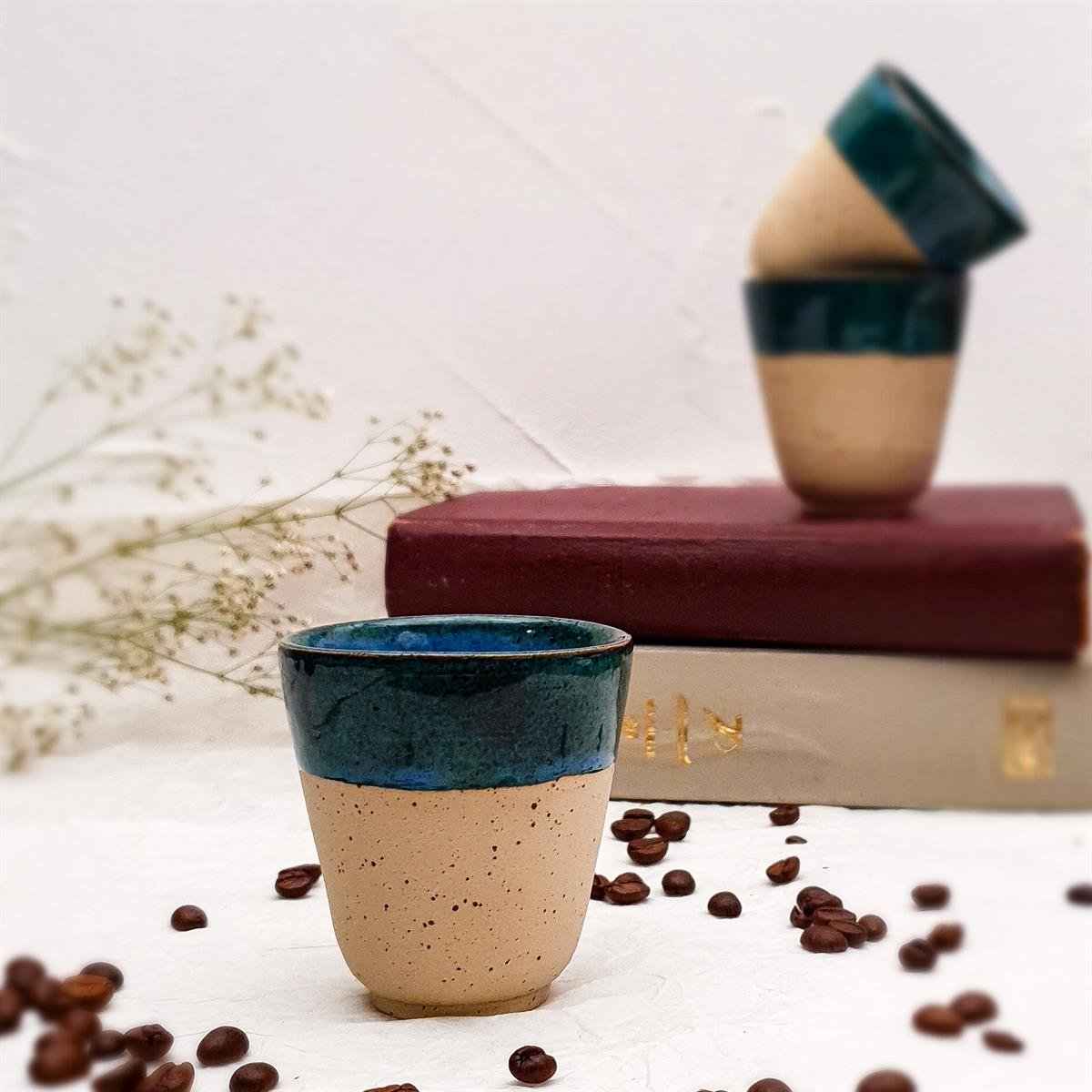 Stoneware Espresso Bardağı - El Yapımı Stoneware Seramik - Lacivert