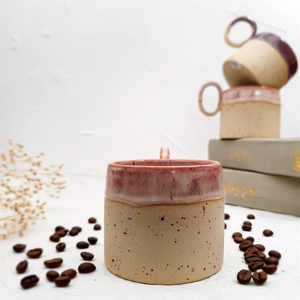 Stoneware Fincan - El Yapımı Stoneware Seramik - Pudra Pembe