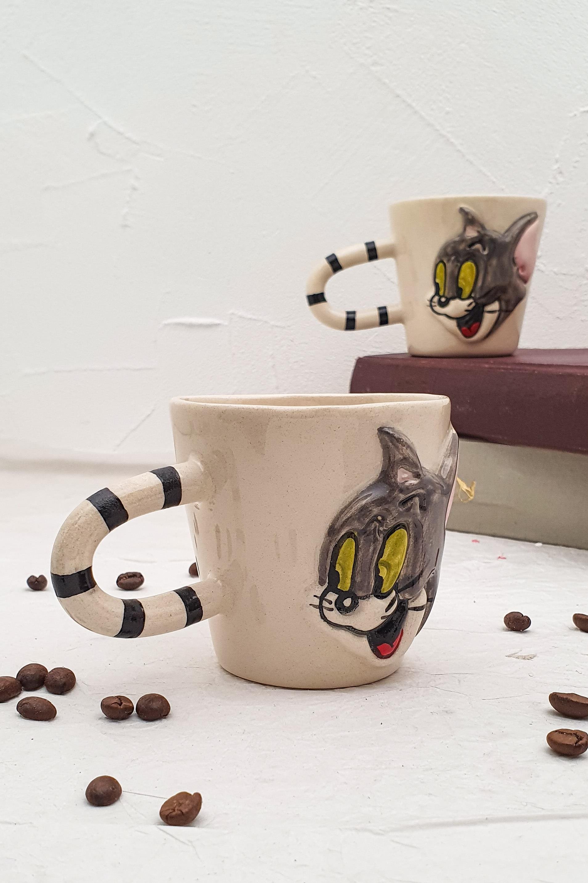 Tom ve Jerry Fincan - Seramik - El Yapımı - Tom Cat