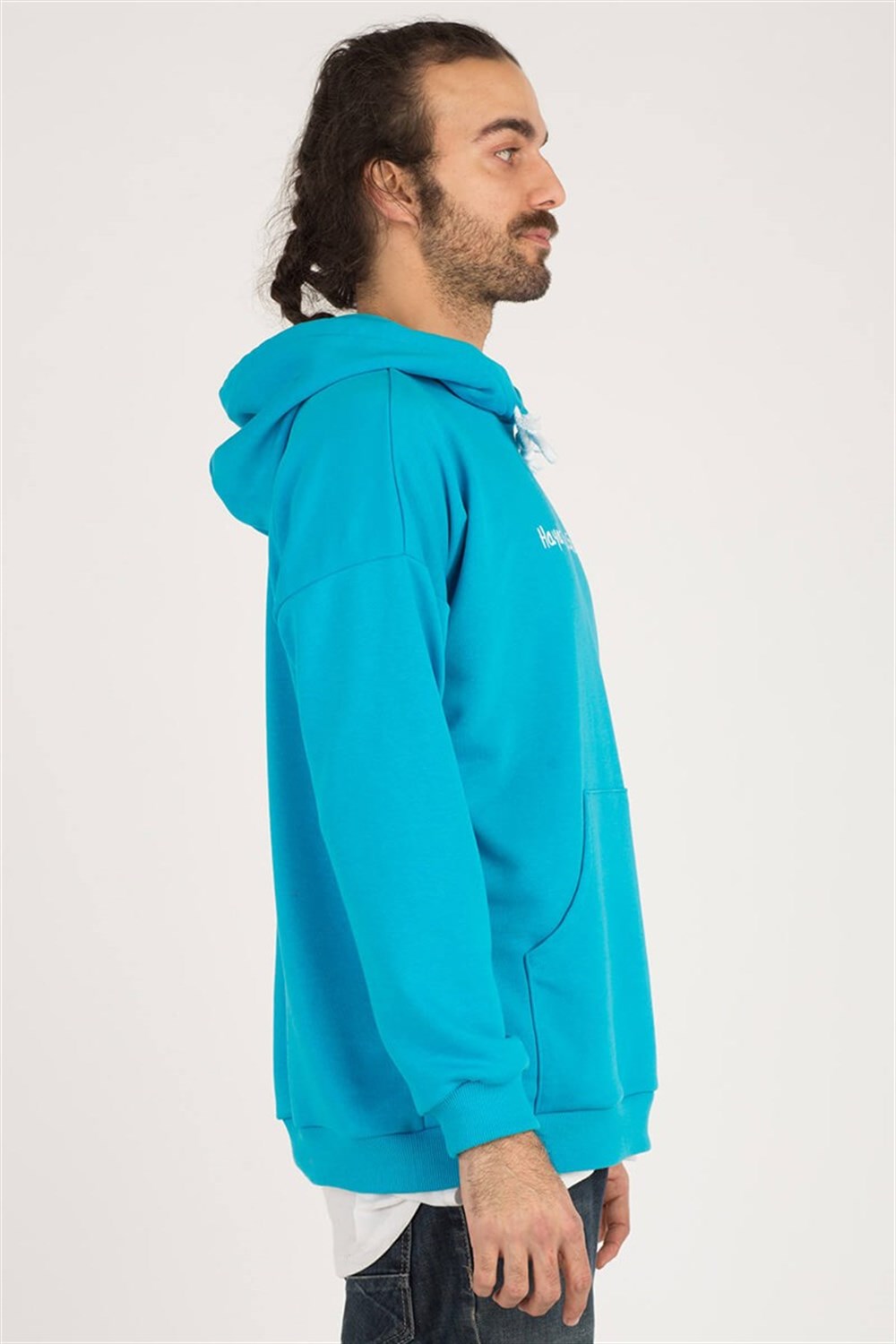 TURKUAZ KAPÜŞONLU HAYAT BANA GÜZEL SWEATSHIRT