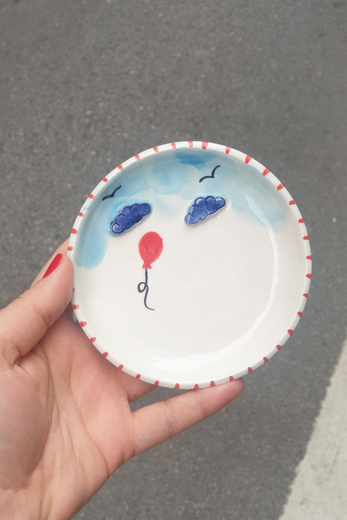 Uçan Balon Mini Tabak - Seramik - El Yapımı