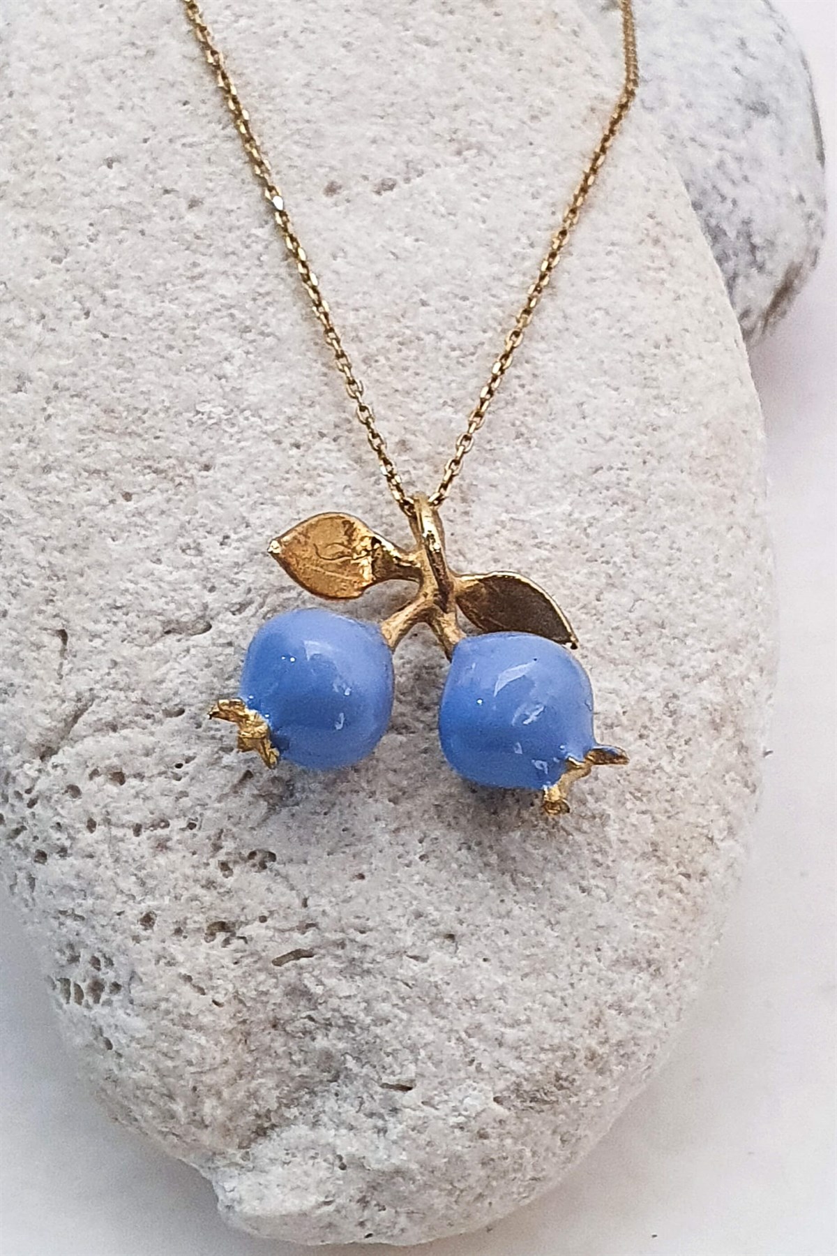 Yaban Mersini Minimal Kolye - El Yapımı - Bronz Üzeri 22K Altın Kaplama