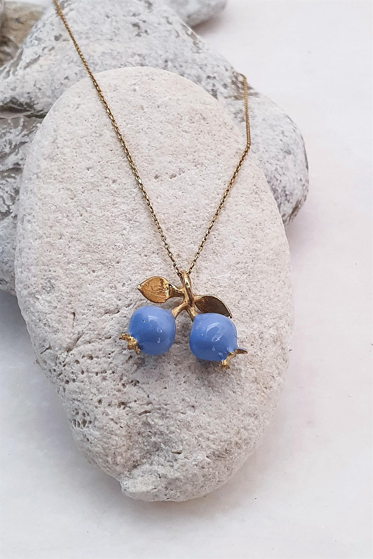 Yaban Mersini Minimal Kolye - El Yapımı - Bronz Üzeri 22K Altın Kaplama